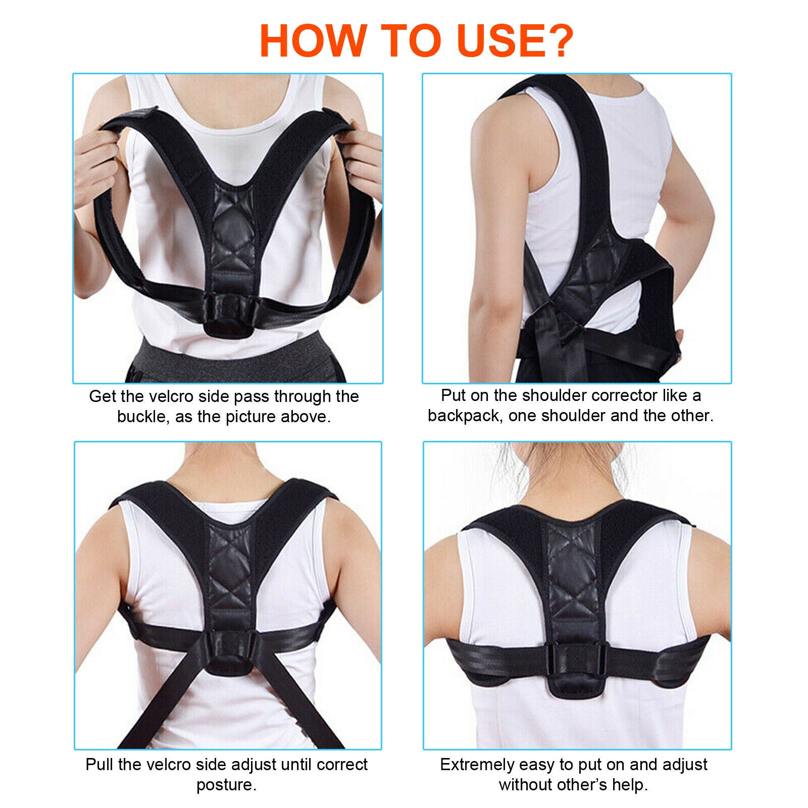 Aurenza Shop back posture corrector and neck brace, adjustable back health support for improved posture and spinal alignment.