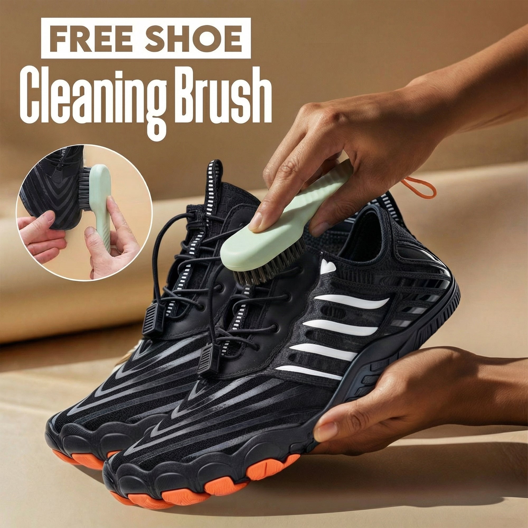 Aurenza Shop black barefoot shoes with aqua wave design for men and women, promoting healthy feet, shown on feet size 23.5cm.