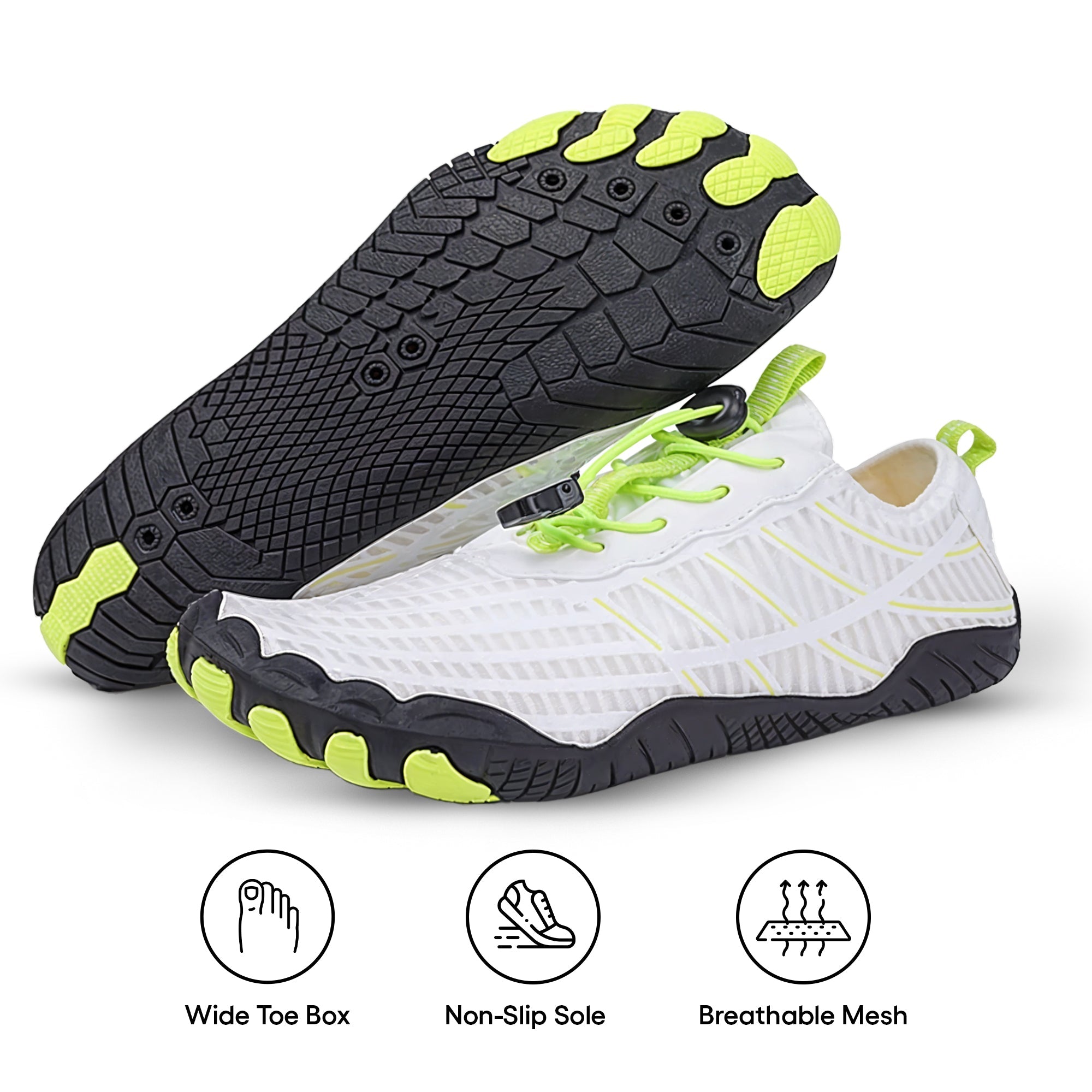 Aurenza Shop black barefoot shoes with aqua wave design, unisex fit, showcasing flexible sole and healthy foot support for men and women.