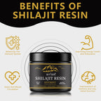 Aurenza Shop beauty Shilajit resin in a jar, with a natural, dark resin visible for skincare and wellness use.