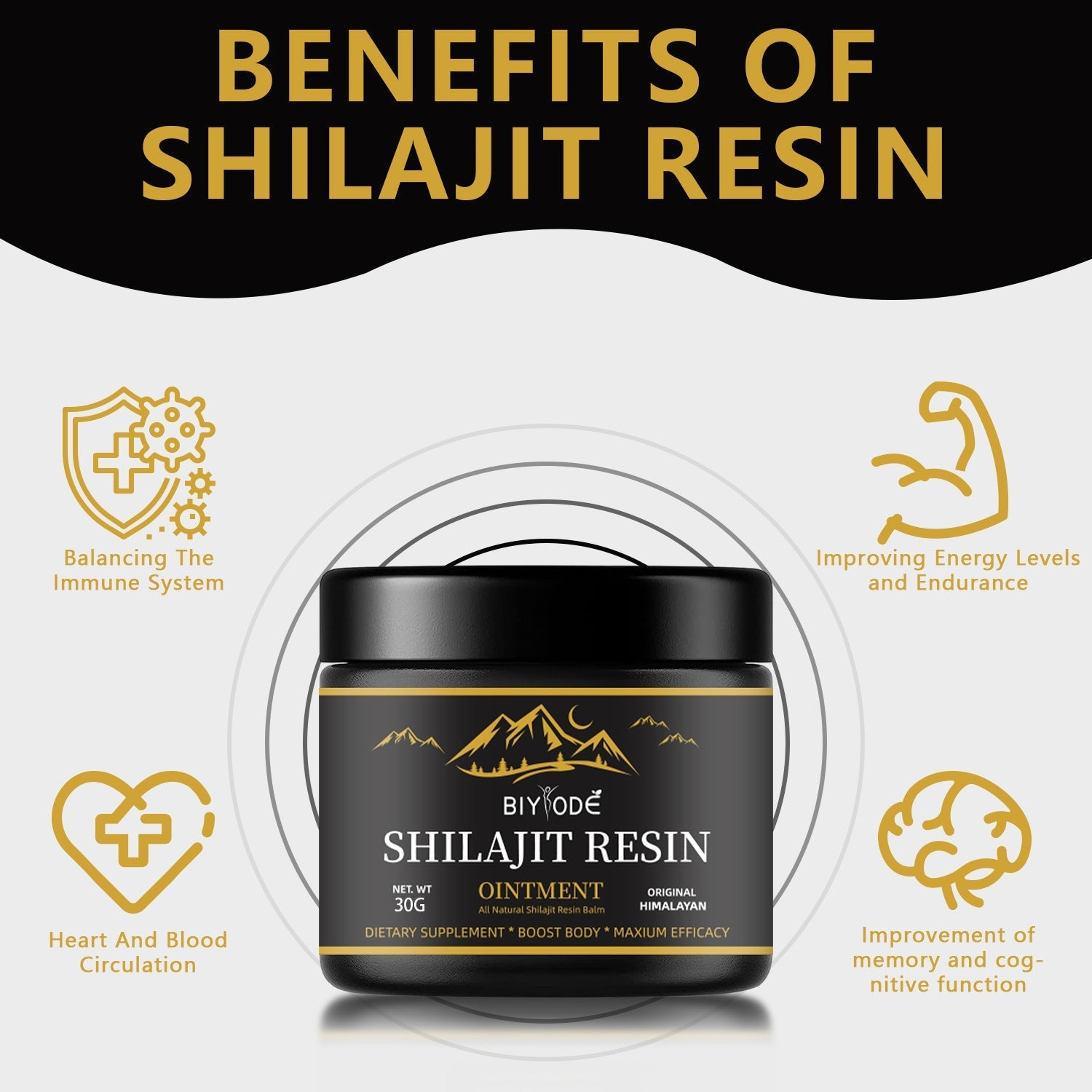 Aurenza Shop beauty Shilajit resin in a jar, with a natural, dark resin visible for skincare and wellness use.
