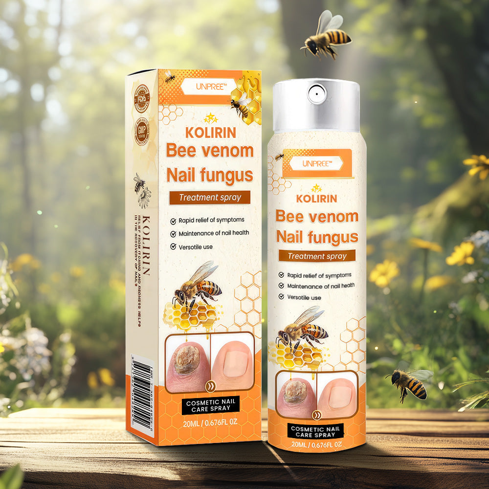 Aurenza Shop Unpree Kolirin Bee Venom Nail Fungus Spray bottle for fixing nail problems, displayed on a clean white background.