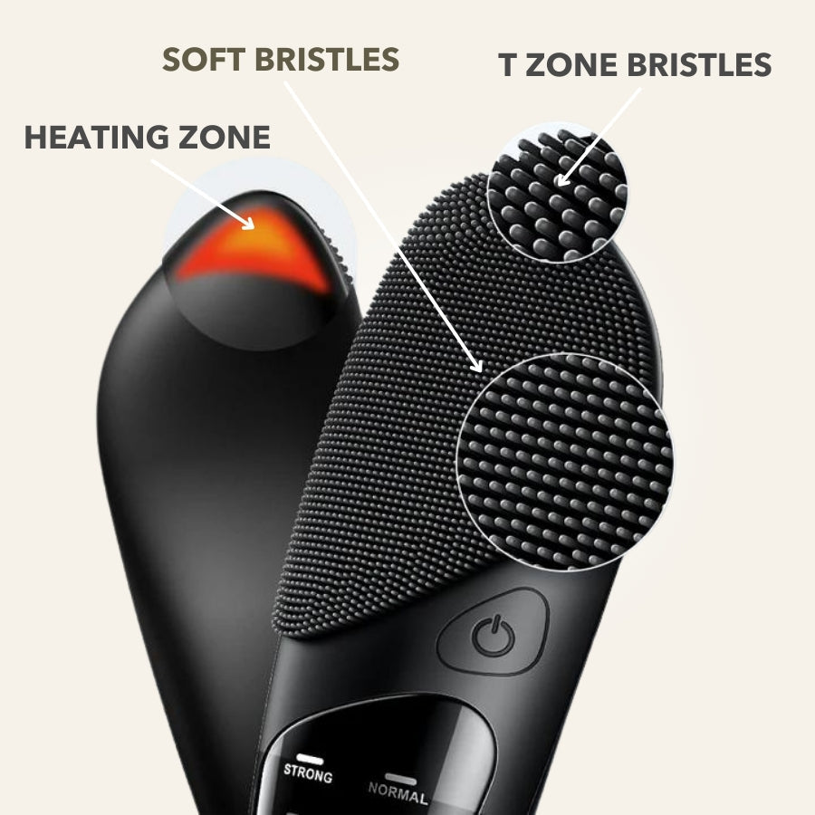 Aurenza ThermaLift 5-in-1 facial sculptor and cleanser device in black, showcasing its sleek design and multiple treatment heads