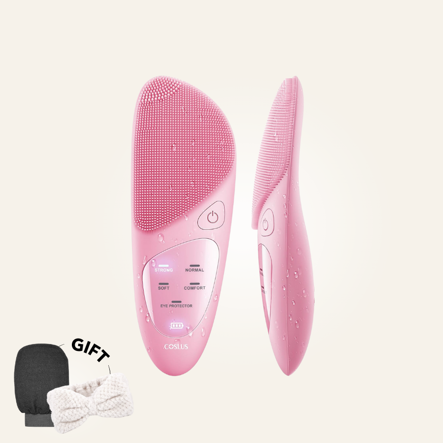Aurenza ThermaLift 5-in-1 facial sculptor and cleanser device in black, showing its sleek design and multiple treatment attachments.