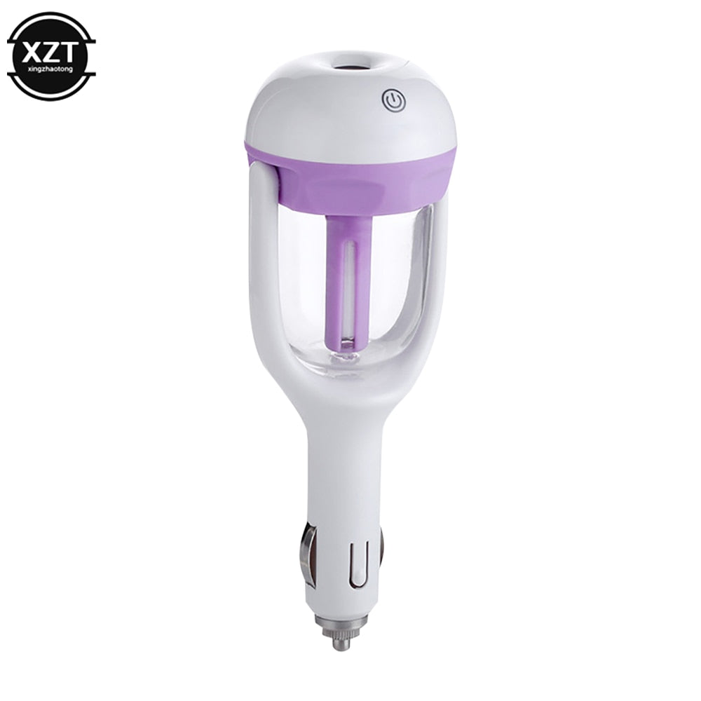 Black Aurenza Shop Mini Car Humidifier showing compact design, water tank, and control dial for soothing moisture on the go
