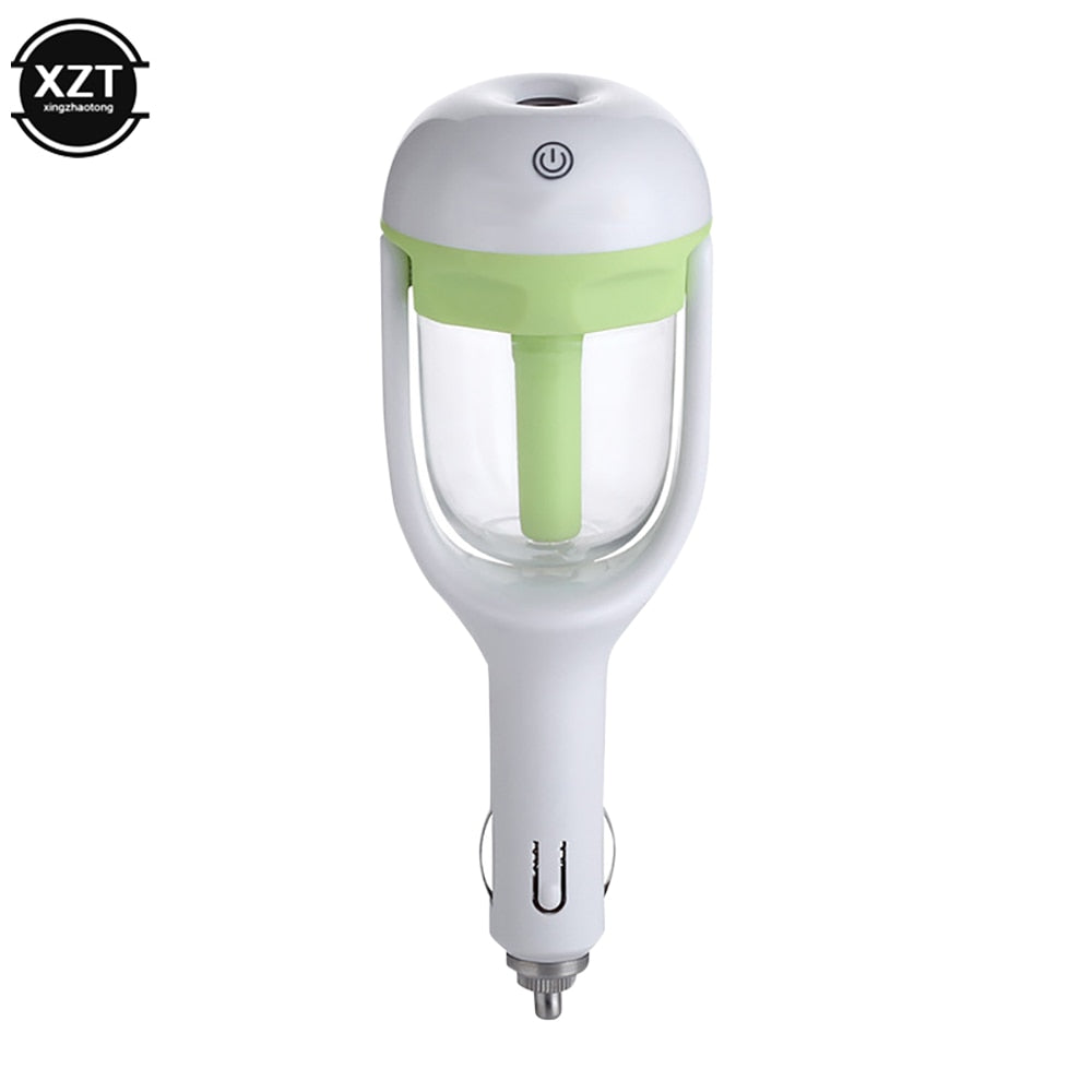 Black Aurenza Shop mini car humidifier shown on a vehicle dashboard, compact and portable for on-the-go moisture.