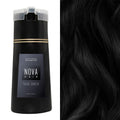 Aurenza NovaHair Instant Dye Shampoo bottle with black hair dye formula, showcasing the product label and packaging.