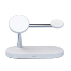 Aurenza Shop QuadBase 4-in-1 wireless charger with MagSafe for iPhone, Apple Watch, AirPods, featuring a sleek black design.