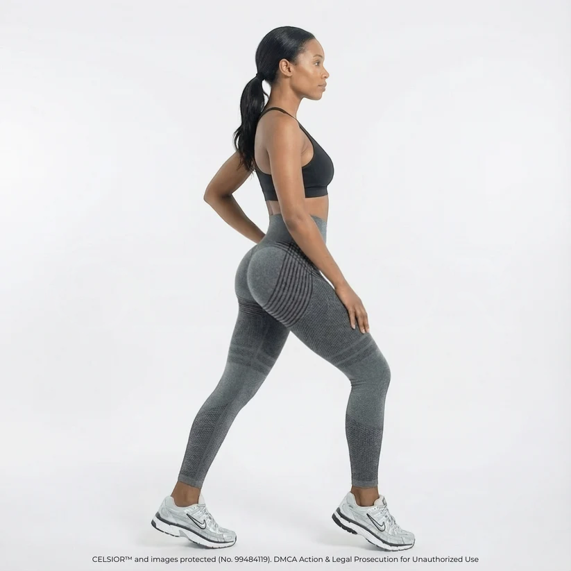 Black high-waisted yoga tights by Aurenza Shop, quick-drying, elastic, and designed for hip lifting and comfortable movement.