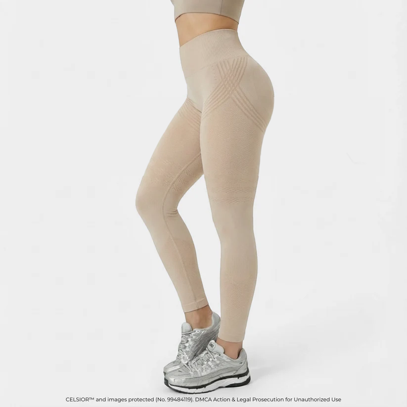 Black high-waisted yoga tights from Aurenza Shop, featuring hip lifting and quick-drying elastic fabric for active wear.