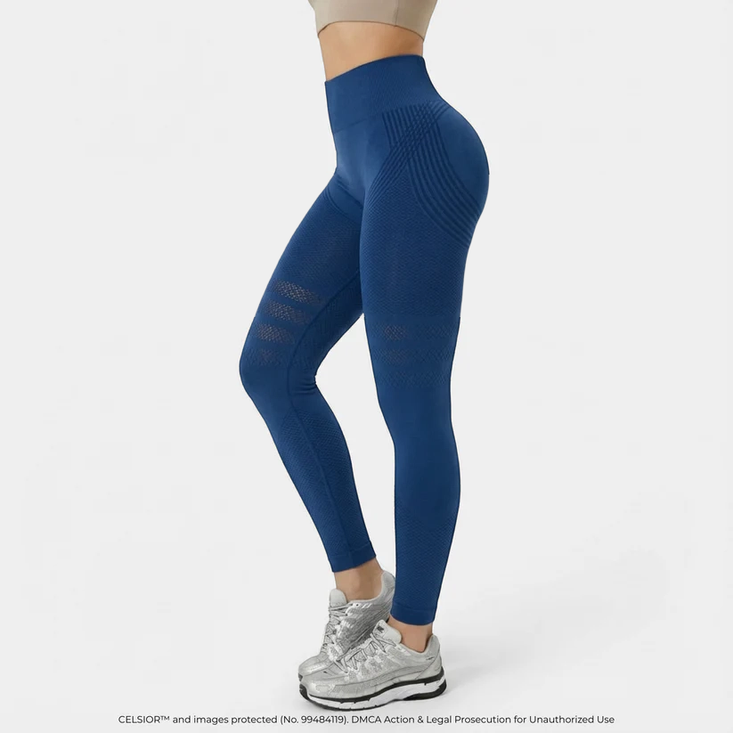 Black high-waisted yoga tight pants by Aurenza Shop, featuring hip lifting and quick-drying elastic material, shown on a model.