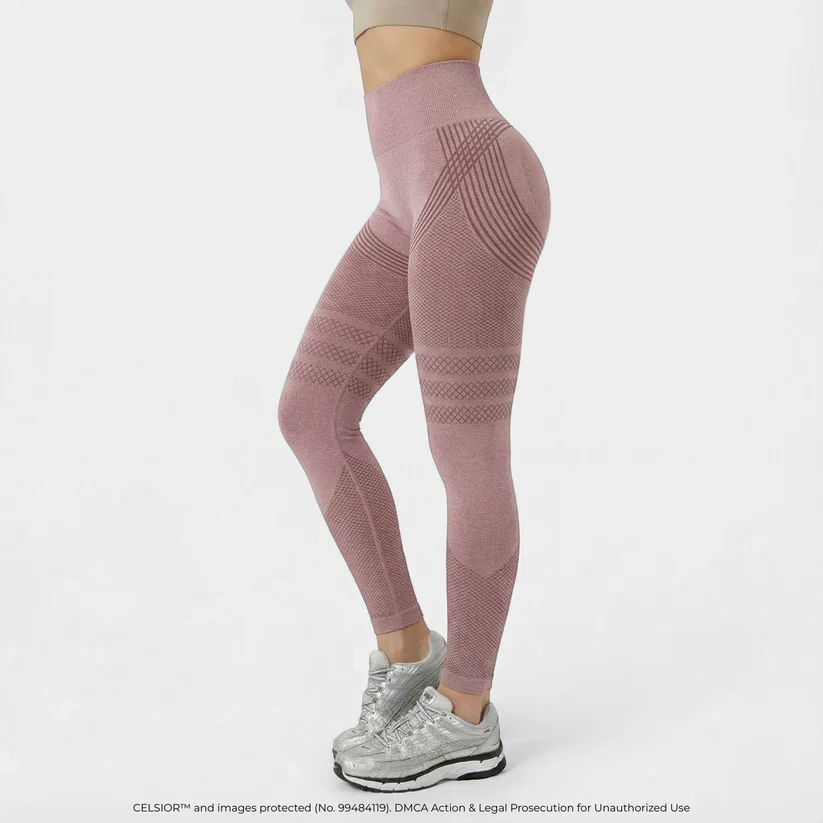 Aurenza Shop black high-waisted yoga tights with hip-lifting design, elastic, quick-drying, and form-fitting for active wear.