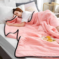 Pink ice cooling calming blanket from Aurenza Shop, double size 200 cm by 150 cm, soft and soothing for relaxation.
