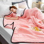 Pink ice cooling calming blanket from Aurenza Shop, double size 200 cm by 150 cm, soft and soothing for relaxation.