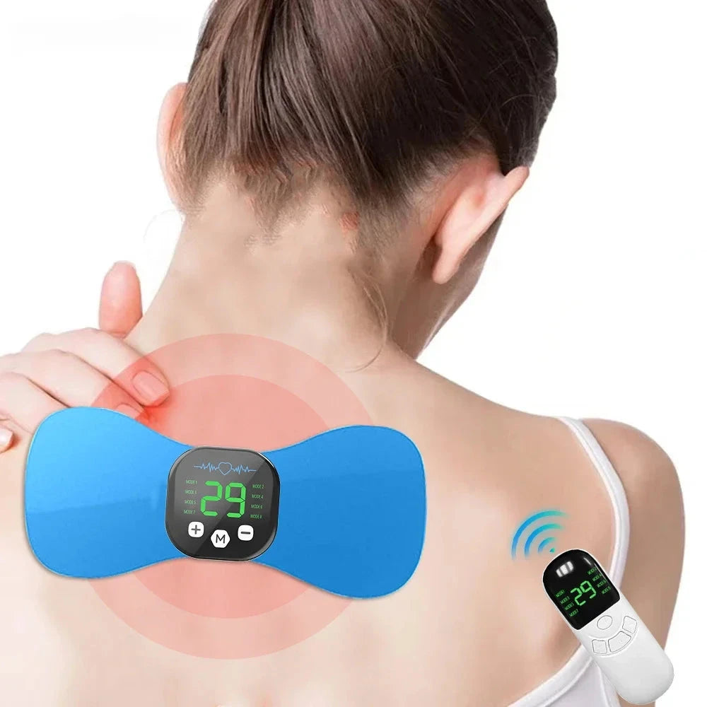 Aurenza Shop EMS neck massager with pulse, portable electric therapy device for neck and shoulders, mini smart TENS massage pad.