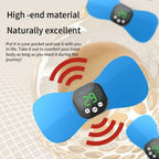 Blue EMS neck massager by Aurenza Shop with pulse therapy, portable electric design, suitable for neck and shoulder muscle relief.
