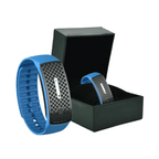 Blue WIMAID Matteo Ultrasonic Body Shape Wristband Pro for body care, featuring a sleek design and adjustable strap.