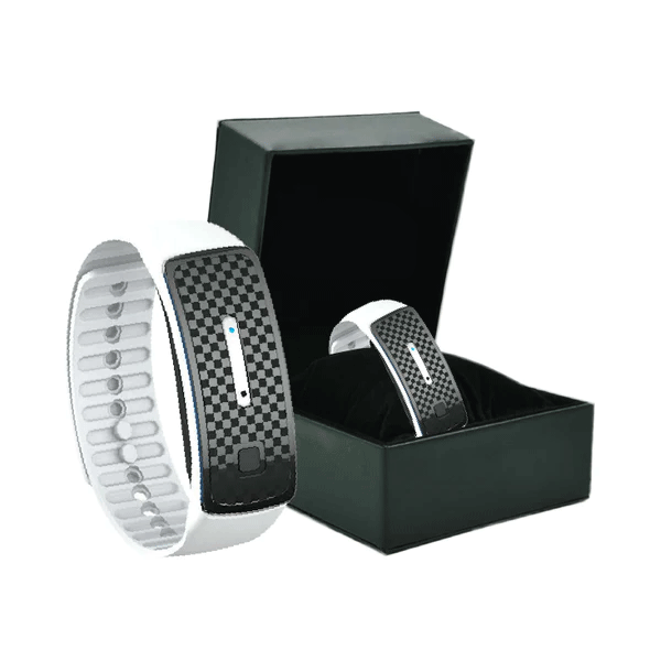 Blue WIMAID Matteo Ultrasonic Body Shape Wristband Pro for body care, worn on the wrist, with a sleek design.