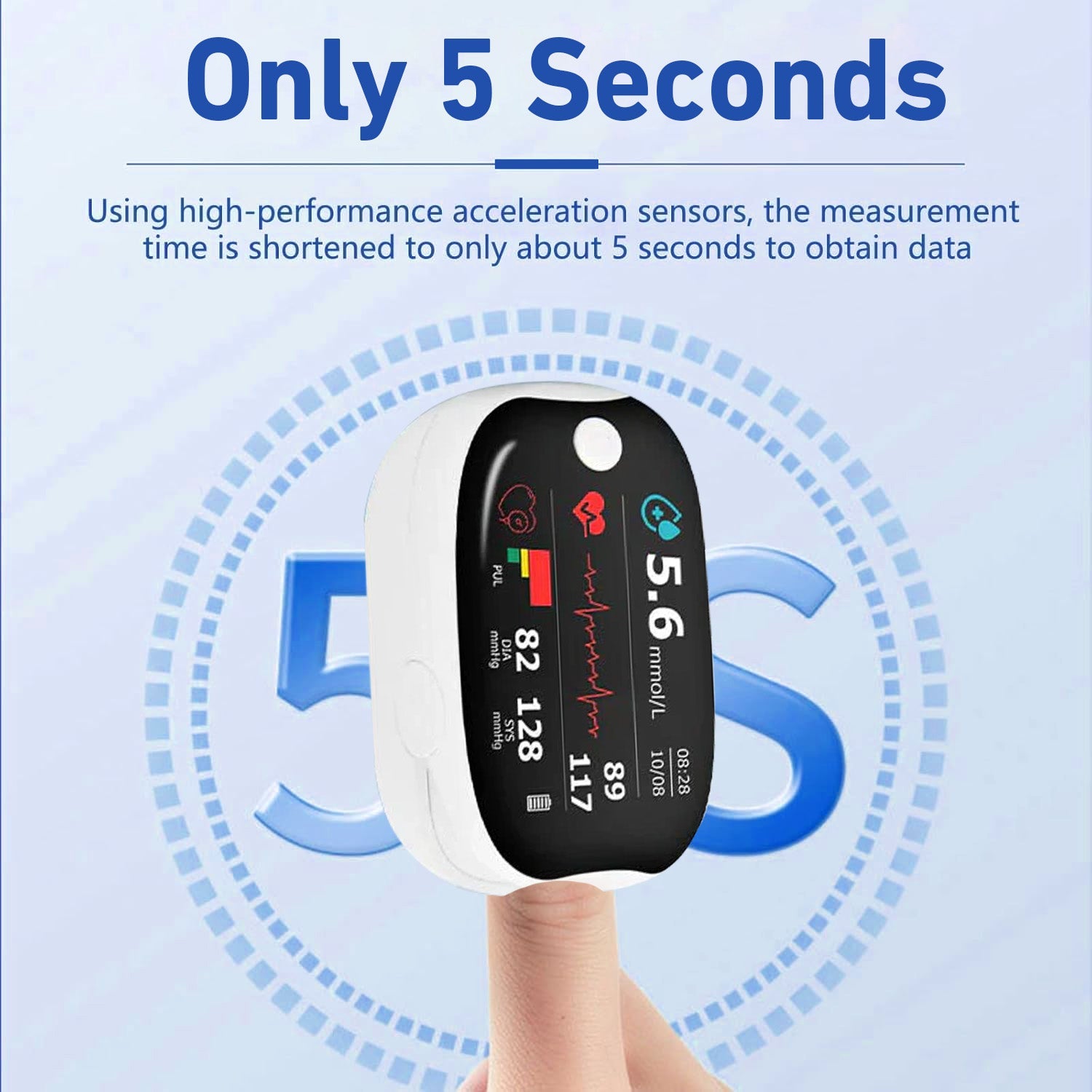 Aurenza Shop SUPTRUCK laser blood glucose monitoring device showing wireless Bluetooth connection and real-time readings.
