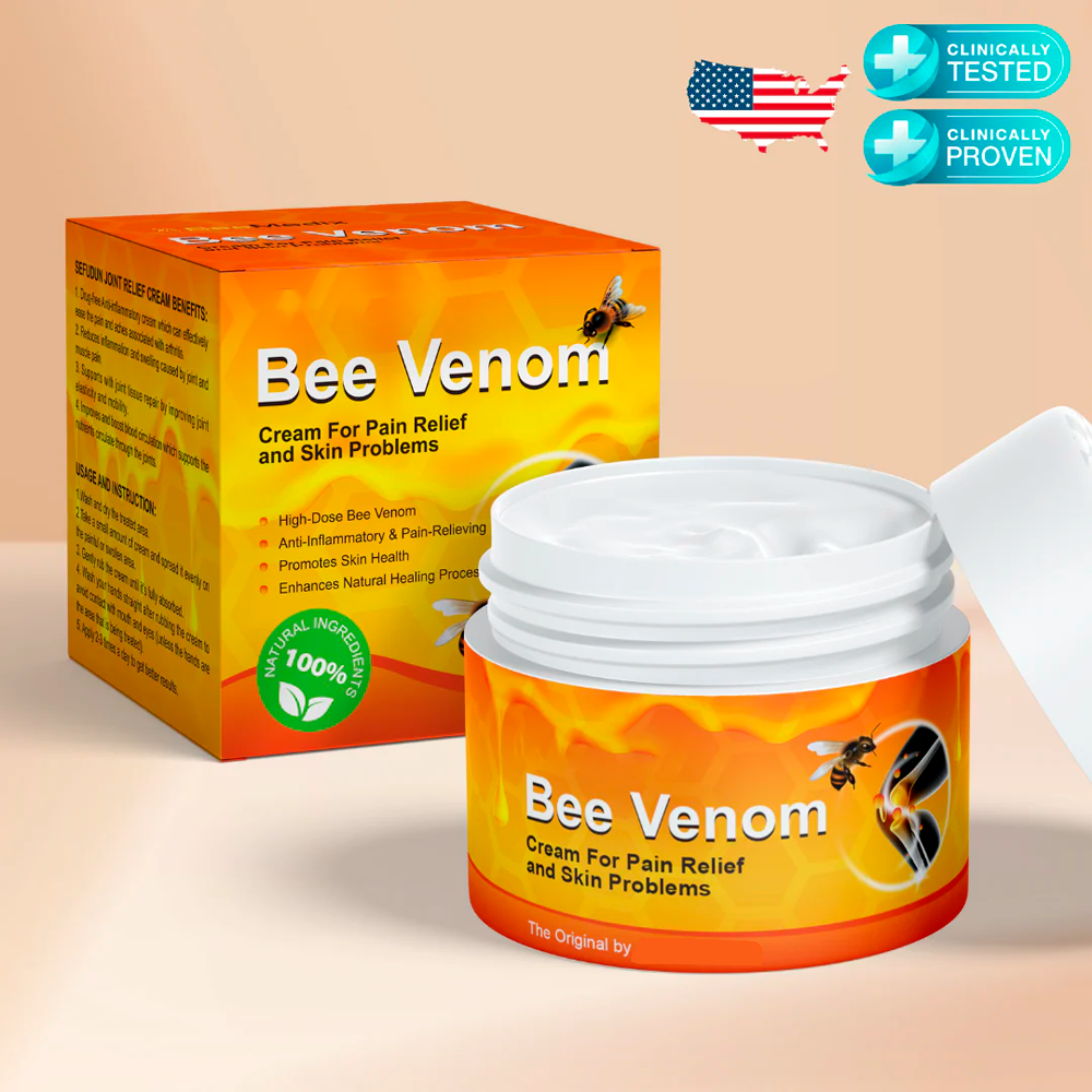 Aurenza Shop Bee Venom Cream jar with a white lid and label, showcasing the skincare product in a clear container.