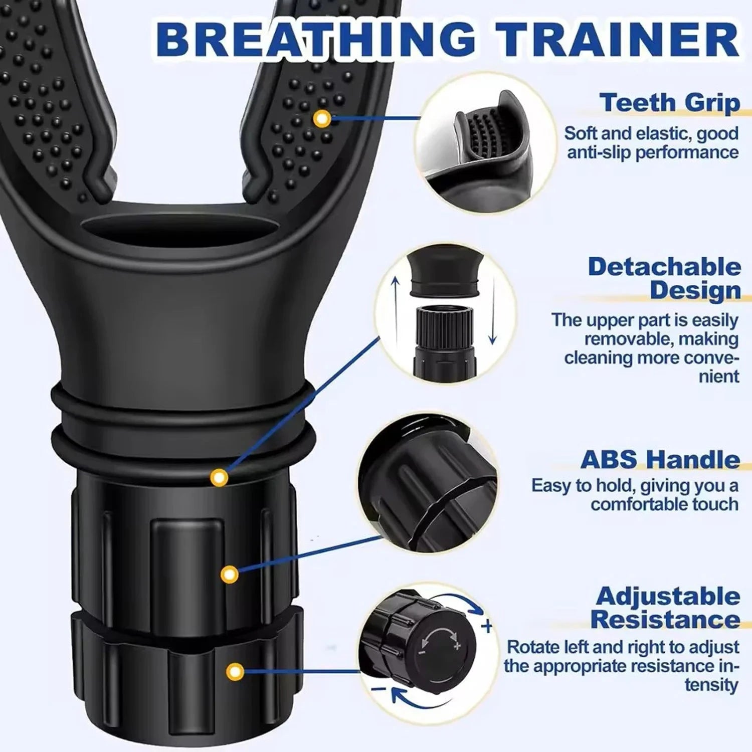 Aurenza Shop Breathing Trainer Lung Flexer for increasing lung capacity, featuring adjustable resistance and durable fitness design.