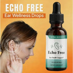 Aurenza Shop Echo Free Pro Healthy Ear Support liquid drops bottle, natural ear care supplement, clear label with dropper cap