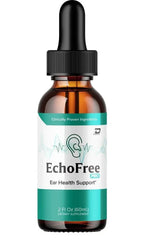 Aurenza Shop Echo Free Pro Healthy Ear Support liquid drops in a small bottle with a dropper for ear health support.