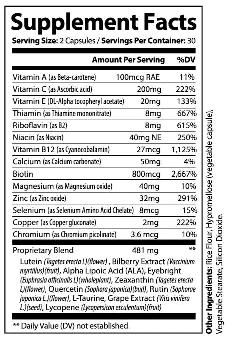 Aurenza Shop Evervision 14-in-1 Advanced Eye Formula capsules in a bottle, designed to support eye health and vision.
