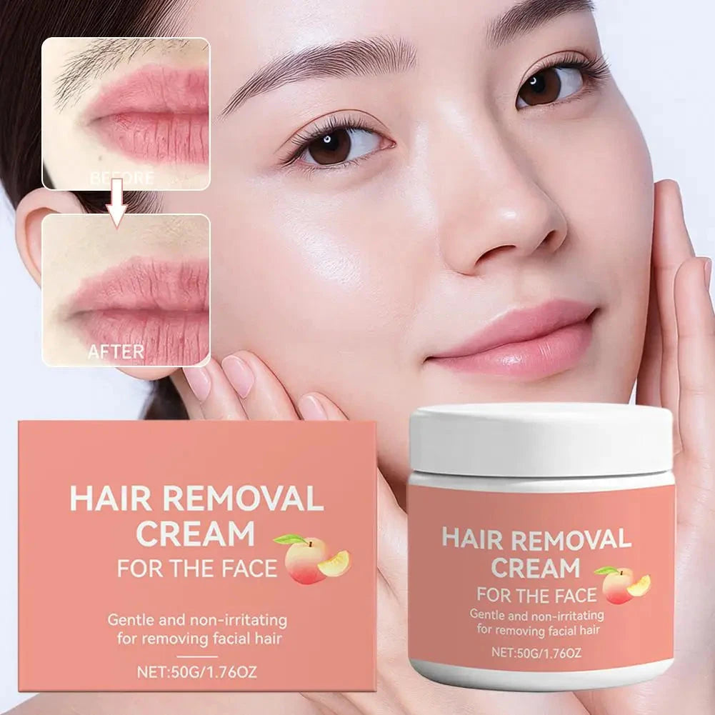 Aurenza Shop facial hair removal cream with natural aloe vera, designed for gentle, fast-acting hair removal on face and lips.