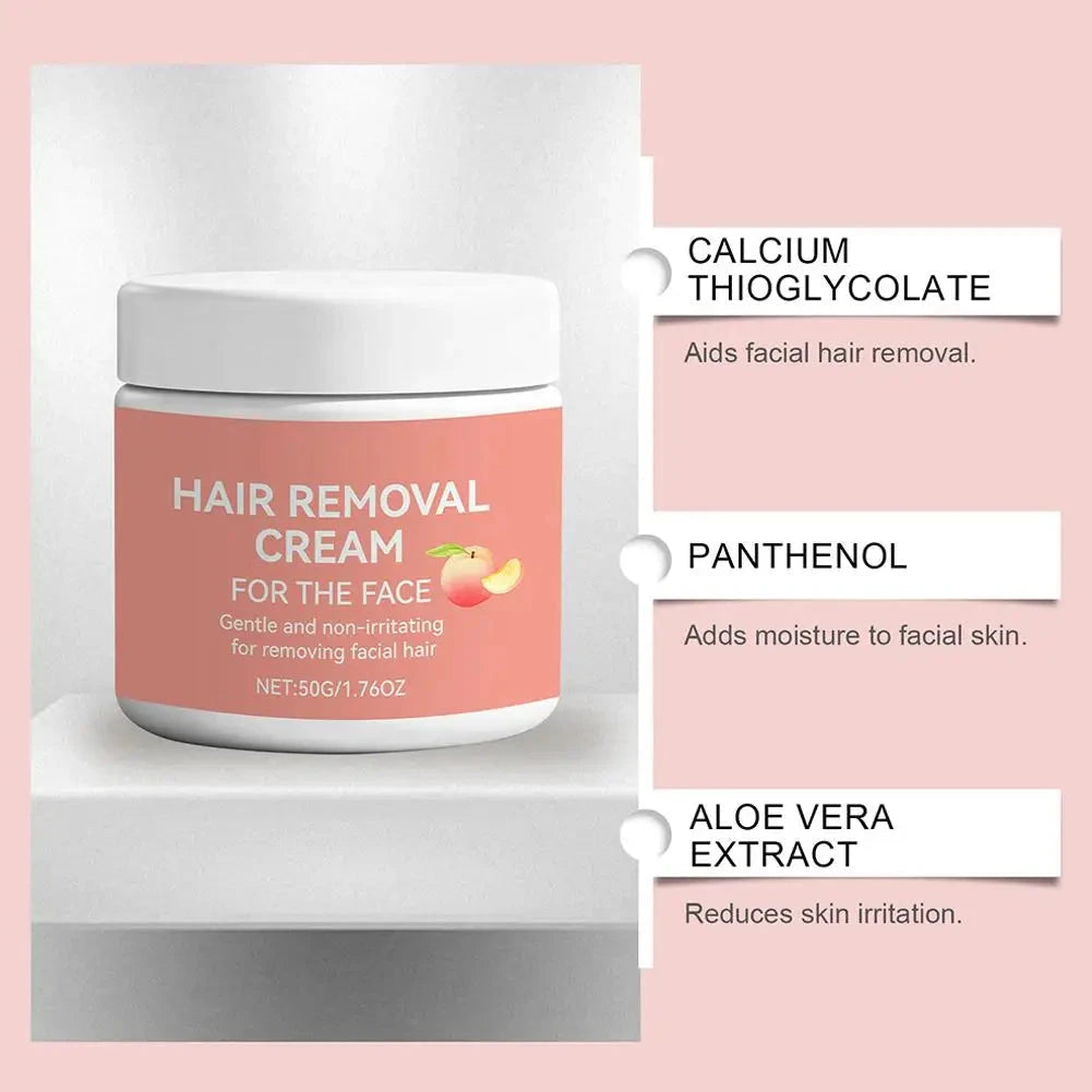 Aurenza Shop facial hair removal cream with aloe vera for face and lips, soothing, quick-acting, and gentle hair removal.