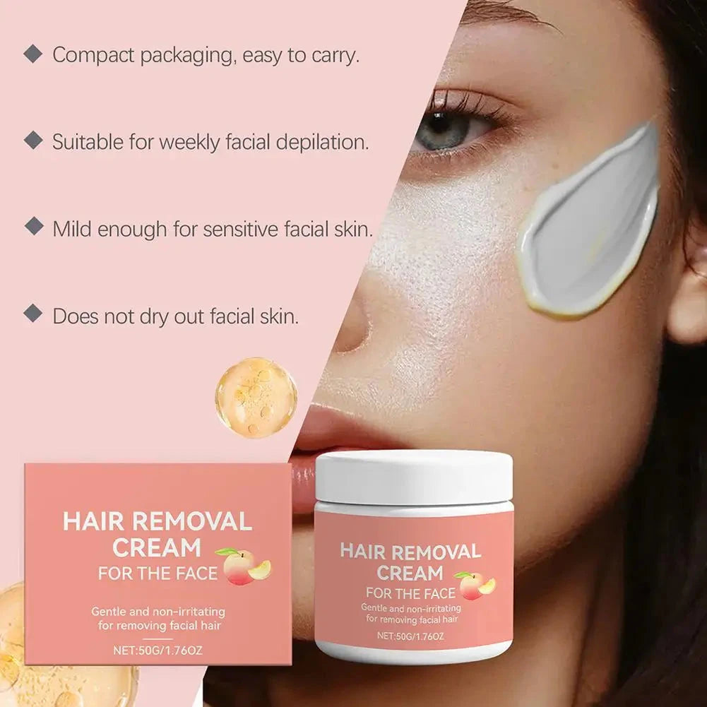 Aurenza Shop facial hair removal cream with aloe vera for face and lip, gentle, fast-acting, moisturizing, and soothing.