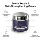 Aurenza Shop bruise repair and skin-strengthening cream in two bottles, showing the product and packaging details.