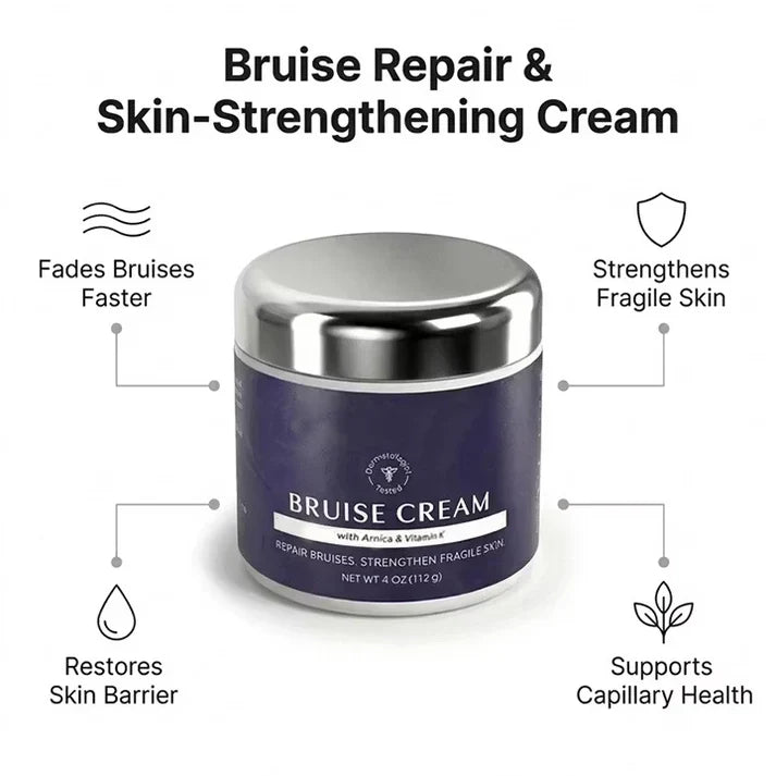 Aurenza Shop bruise repair and skin-strengthening cream in two bottles, showing the product and packaging details.