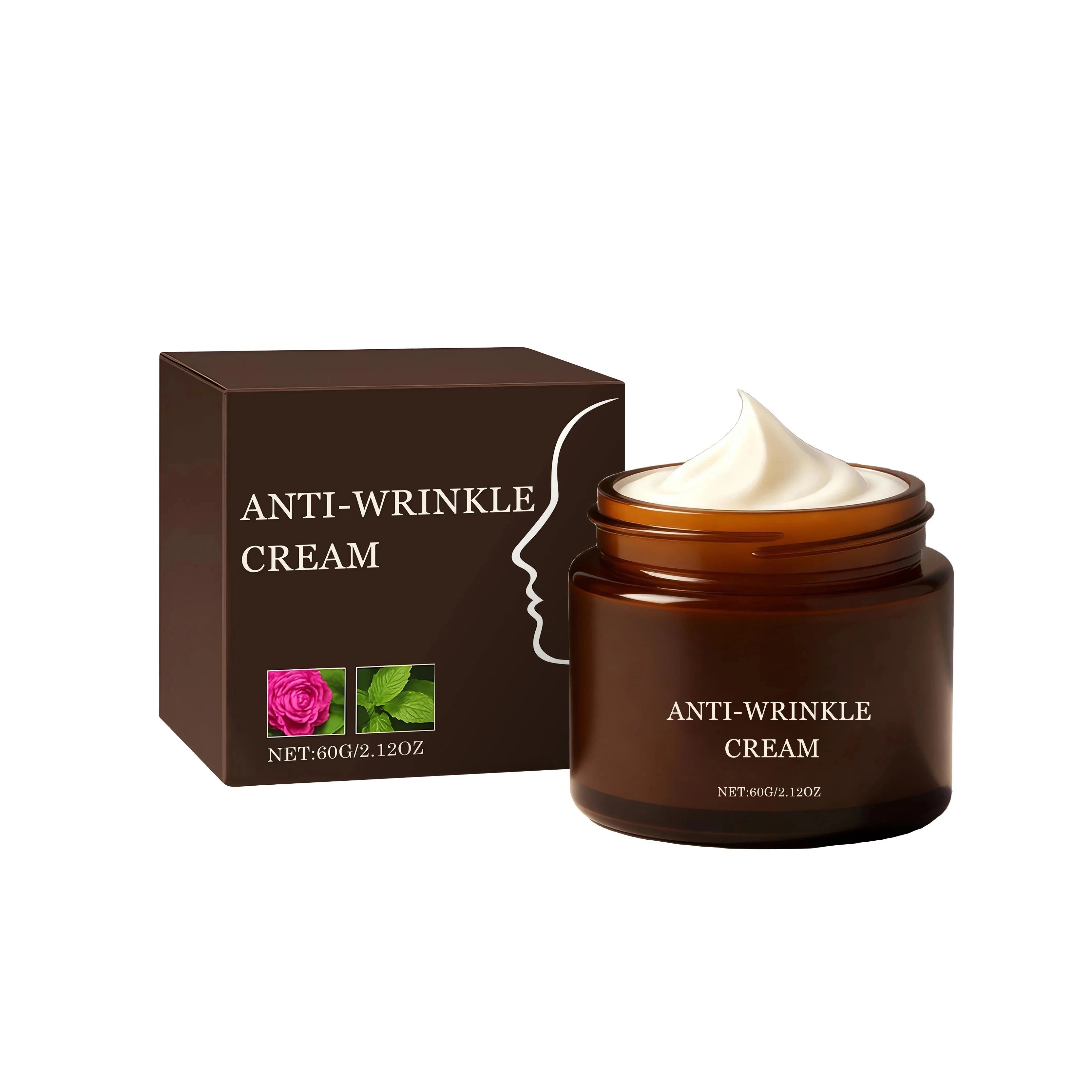 Aurenza Shop anti-wrinkle cream bottles, 60g each, showing the cream and packaging for skincare and anti-aging benefits.