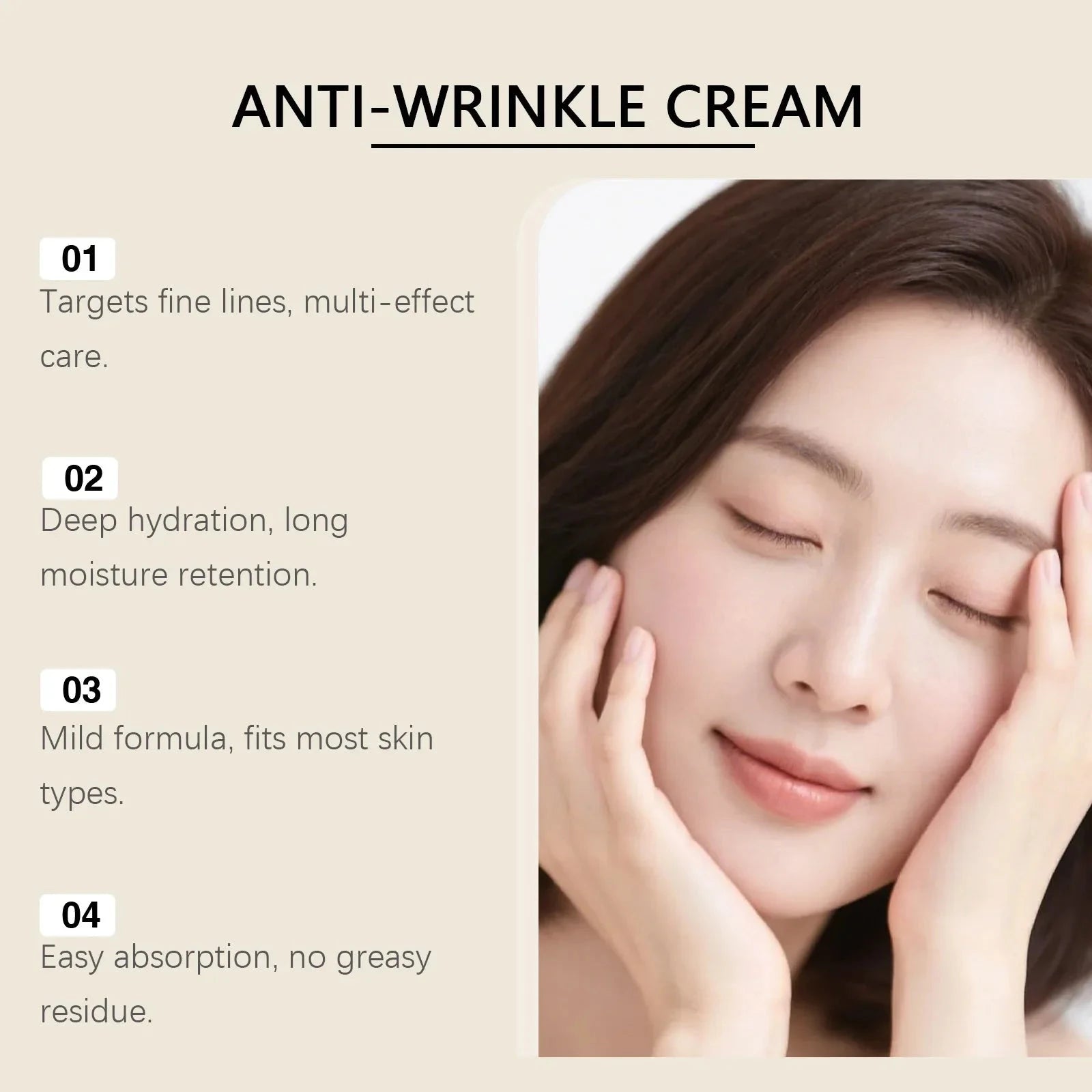 Aurenza Shop anti-wrinkle cream in 60g jars, showing the cream's smooth texture and packaging for anti-aging skincare.