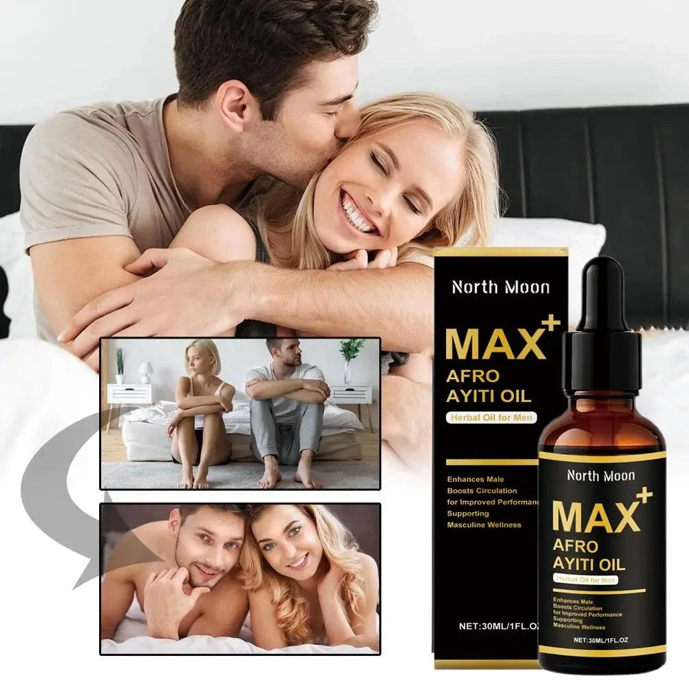 30ml bottle of Aurenza Shop African Ayi Oil, natural herbal male body massage oil, for soothing and revitalizing skin.
