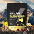 Himalayan Shilajit Gummies by Aurenza Shop with Ashwagandha and Gokshura, showing the gummy supplement and herbal ingredients.