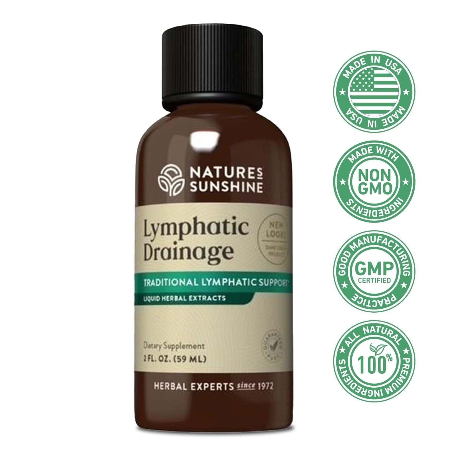 Aurenza Shop lymphatic drainage drops supplement bottle with label, designed to relieve bloating and boost immunity.