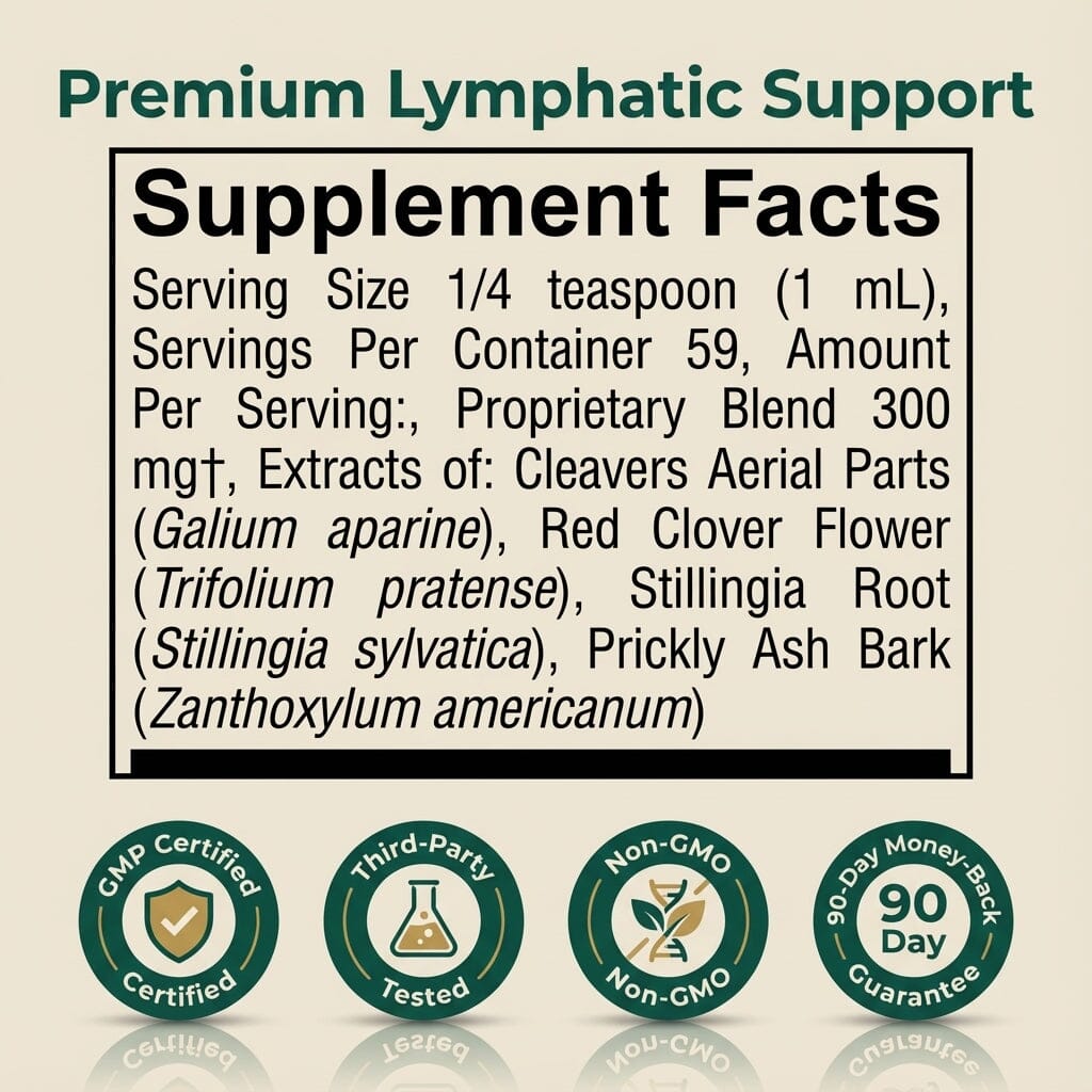 Aurenza Shop lymphatic drainage drops supplement bottle, designed to relieve bloating and boost immunity, with dropper cap visible.