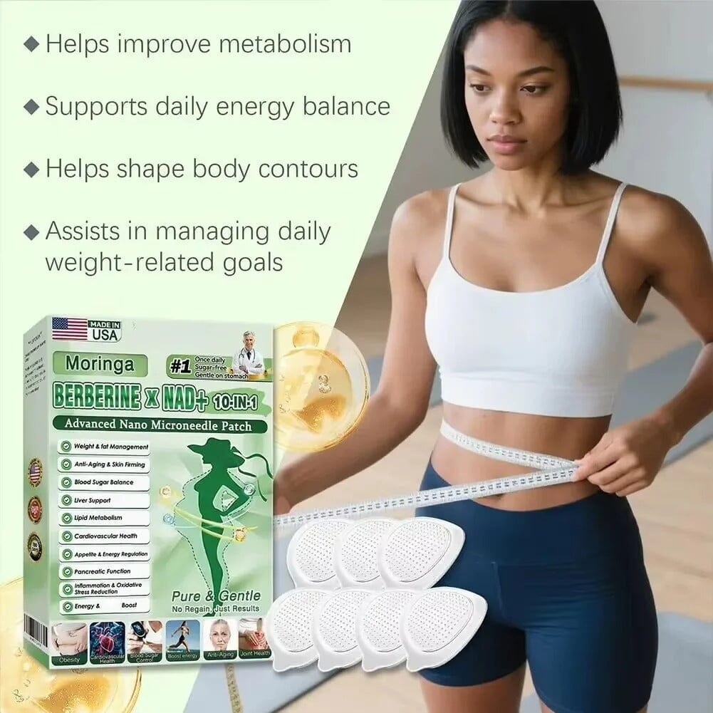 Aurenza Shop Moringa 10-in-1 Advanced Microdarts Nano Patch for weight loss and skincare with microneedle technology.