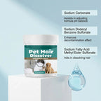 Aurenza Pet Hair Dissolver in a washing machine, showing its use as a deep cleaning agent for removing dog and cat hair from clothes.
