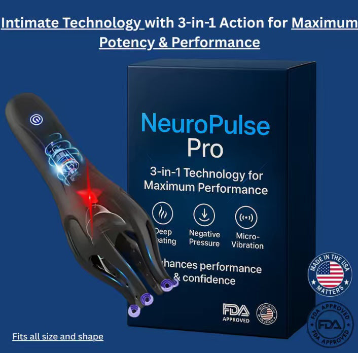 Aurenza NeuroPulse Pro device for restoring confidence and performance, shown with its sleek design and control buttons.