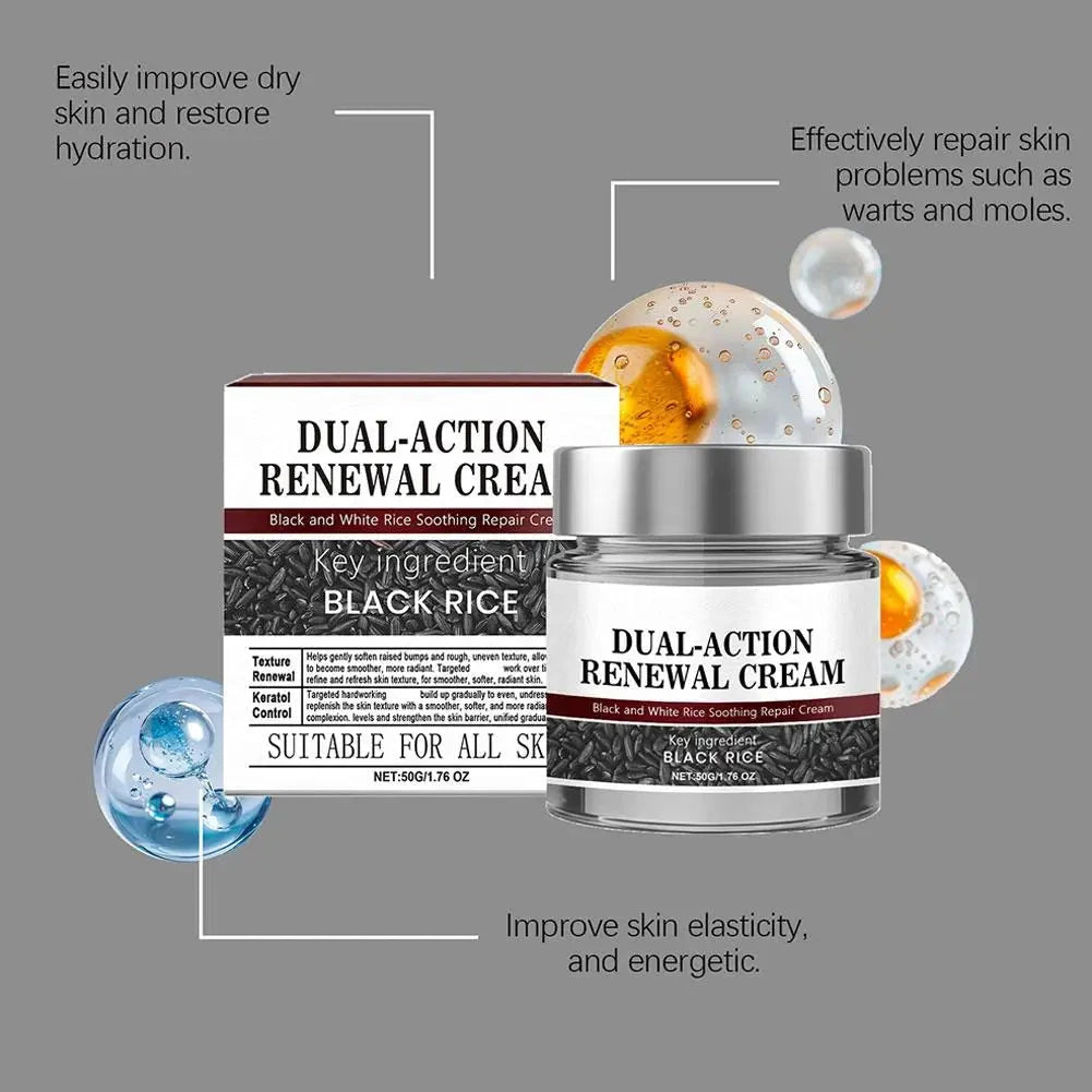 Aurenza Rice Face Renewal Cream 50g jar showing the gentle repair, hydrating, and revitalizing skincare formula for healthy skin.