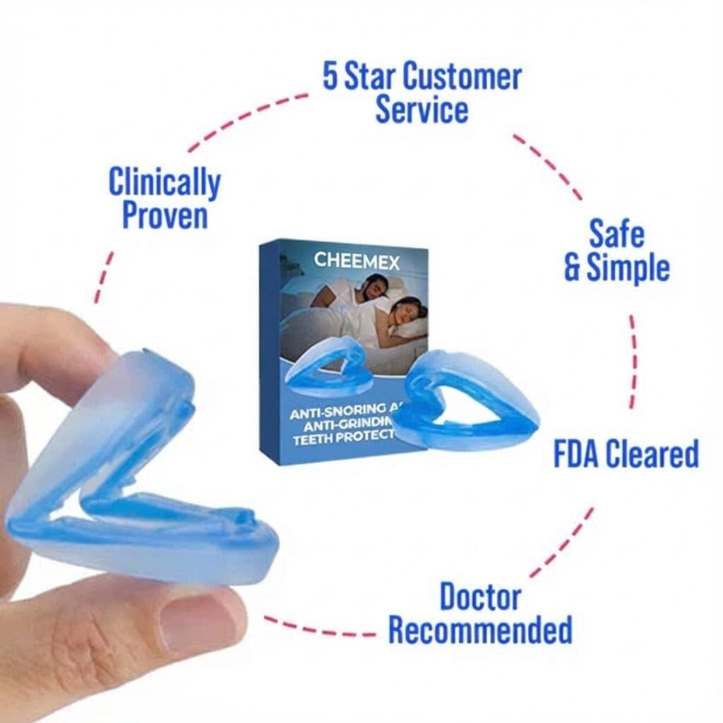 Aurenza Shop anti-snoring and anti-grinding teeth protector, showing a clear mouthguard designed for sleep comfort and dental protection.