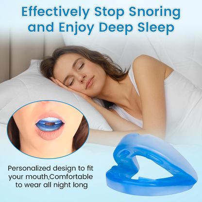 Aurenza Shop anti-snoring and anti-grinding teeth protector, shown in clear view, designed to improve sleep and protect teeth.
