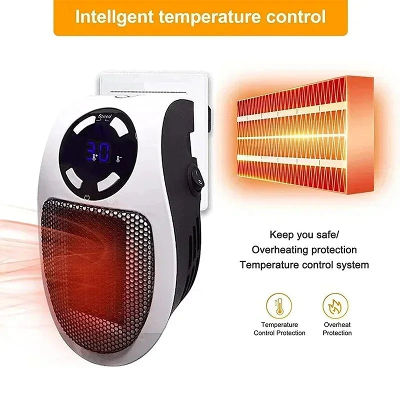 Wall-mounted portable electric heater by Aurenza Shop, compact warm air blower for home heating.