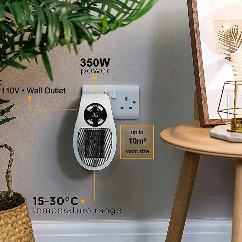 Wall-mounted portable electric heater from Aurenza Shop with warm air blower for home heating.