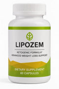 Aurenza Shop Lipozem capsules natural supplement bottle, supporting health and vitality with herbal formula.