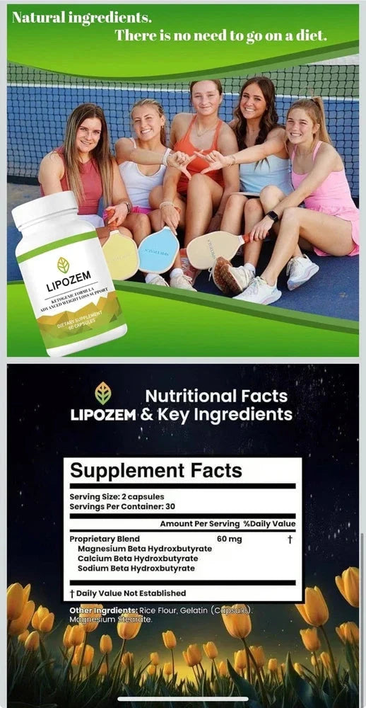 Aurenza Shop Lipozem capsules natural supplement bottle with capsules, supporting health and vitality in a clean, white background.