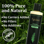 Aurenza Shop Tgideas Rosemary Shampoo bottle with label, placed on a white background, showcasing natural ingredients and branding.